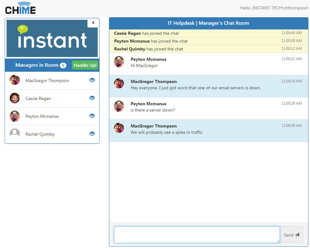 Persistent chat rooms for agents and managers have been added for back channel communication among agents and managers